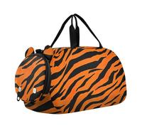Borsone da viaggio per ragazzi borsone da viaggio per ragazzi borsone da viaggio per bambini sport arcobaleno scacchiera retrò, Tiger Stripe Bold Nero Arancione, classico