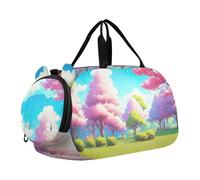 Borsone da viaggio per ragazzi, borsone da viaggio, per sport, danza, cigni, rose, cuori, San Valentino, Alberi in fiore rosa da favola, classico