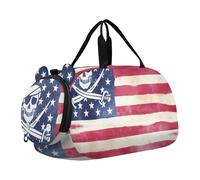 Borsone da viaggio per ragazzi, borsone da viaggio, per sport, danza, cigni, rose, cuori, San Valentino, Jolly Roger - Bandiera americana tinta, classico