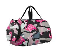 Borsone da viaggio per ragazzi Borsoni da viaggio per ragazze borsone da viaggio per bambini borsa sportiva viola arancione foglie nere, Fenicotteri rosa Nero, classico