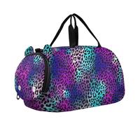 Borsone da viaggio per ragazzi Borsoni da viaggio per ragazze borsone da viaggio per bambini borsa sportiva viola arancione foglie nere, Leopardo Viola Blu, classico
