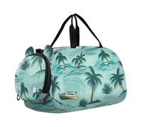 Borsone da viaggio per ragazzi Borsoni da viaggio per ragazze borsone da viaggio per bambini borsa sportiva viola arancione foglie nere, Tropical Island Palm Teal, classico
