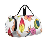 Borsone da viaggio per ragazzi Borsoni da viaggio per ragazze borsone da viaggio per bambini borsa sportiva viola arancione foglie nere, Fiori di frutta tropicale hawaiana, classico