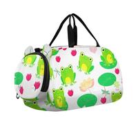 Borsone da viaggio per ragazzi Borsoni da viaggio per ragazze borsone da viaggio per bambini borsa sportiva viola arancione foglie nere, Allegro Carino Rane Verdi, classico