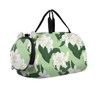 Borsone da viaggio per ragazzi Borsoni da viaggio per ragazze borsone da viaggio per bambini borsa sportiva viola arancione foglie nere, Gigli bianchi Foglie Verdi Floreali, classico