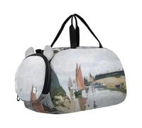 Borsone da viaggio per ragazzi Cavaliere arabo Delacroix Pittura Borse da notte Borse da viaggio per ragazze Borsone per scarpe da viaggio, Claude Monet Le port de Trouville Bassa marea, classico