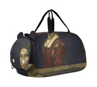 Borsone da viaggio per ragazzi Cavaliere arabo Delacroix Pittura Borse da notte Borse da viaggio per ragazze Borsone per scarpe da viaggio, Leonardo da Vinci La Belle Ferronnière, classico