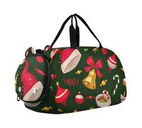 Borsone da viaggio per ragazzi colorato teschio stampa floreale borse da weekend per bambini borsone per viaggi Tote Dance Duffle Bag, Campana natalizia con cappello di Babbo, classico