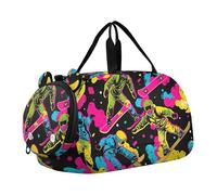 Borsone da viaggio per ragazzi colorato teschio stampa floreale borse da weekend per bambini borsone per viaggi Tote Dance Duffle Bag, Cool Neon Skater Stampa, classico