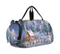 Borsone da viaggio per ragazzi con cardinali invernali Foresta durante la notte Weekender Borsone da viaggio per bambini, Paese delle meraviglie invernale carino, classico