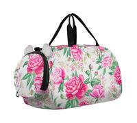 Borsone da viaggio per ragazzi con gatti colorati in stile cartone animato rosa vibrante weekender durante la notte ragazze borsone per viaggi palestra borsone per bambini bagagli, Vintage Floreale
