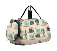 Borsone da viaggio per ragazzi durante la notte Weekender borsone elefanti arcobaleno ragazze borsone da viaggio tote danza bambini bagagli, Acquerello Cactus Piante Grasse Sabbia, classico