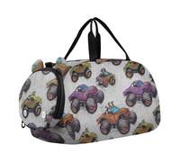 Borsone da viaggio per ragazzi durante la notte Weekender borsone elefanti arcobaleno ragazze borsone da viaggio tote danza bambini bagagli, Monster Truck colorati, classico