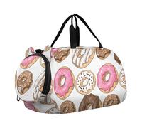 Borsone da viaggio per ragazzi durante la notte Weekender borsone elefanti arcobaleno ragazze borsone da viaggio tote danza bambini bagagli, Donuts Rosa Colorato Bianco, classico