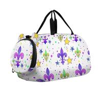 Borsone da viaggio per ragazzi durante la notte Weekender borsone elefanti arcobaleno ragazze borsone da viaggio tote danza bambini bagagli, Viola Fleur De Lis Stelle Colorate, classico