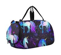 Borsone da viaggio per ragazzi e bambini, borse da fine settimana con girasoli vivaci foglie verdi borse da viaggio per palestra bagagli per bambini, Cielo stellato magico unicorno, classico