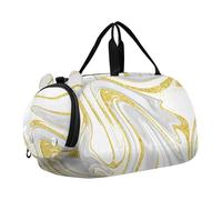 Borsone da viaggio per ragazzi e bambini, borse da fine settimana con girasoli vivaci foglie verdi borse da viaggio per palestra bagagli per bambini, Design in marmo bianco oro, classico