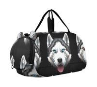 Borsone da viaggio per ragazzi e bambini, borse da fine settimana per ragazze, borsone da viaggio, sport, borsone colorato, pianeti spaziali, Cane Husky Siberiano Nero, classico