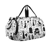 Borsone da viaggio per ragazzi e bambini, borse da fine settimana per ragazze, borsone da viaggio, sport, borsone colorato, pianeti spaziali, Halloween Scheletri Animali Nero, classico