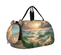 Borsone da viaggio per ragazzi Fox Raccoon Accogliente Love Night Weekender Pernottamento Ragazze Duffle Borse per Viaggi Palestra Duffle Bambini Bagagli, Vista da sogno della Valle Verde Idilliaca