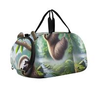 Borsone da viaggio per ragazzi Fox Raccoon Accogliente Love Night Weekender Pernottamento Ragazze Duffle Borse per Viaggi Palestra Duffle Bambini Bagagli, Carino bradipo lussureggiante foresta tropic