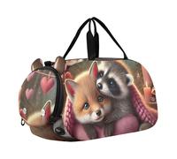 Borsone da viaggio per ragazzi Fox Raccoon Accogliente Love Night Weekender Pernottamento Ragazze Duffle Borse per Viaggi Palestra Duffle Bambini Bagagli, Fox Raccoon Cozy Love Night, classico