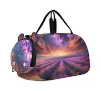Borsone da viaggio per ragazzi Fox Raccoon Accogliente Love Night Weekender Pernottamento Ragazze Duffle Borse per Viaggi Palestra Duffle Bambini Bagagli, Campi di lavanda sotto il cielo cosmico