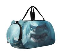Borsone da viaggio per ragazzi lupo blu argento nuvola bambino borse da viaggio borse da viaggio tote danza bambini bagagli, Mare mostro squalo gigante, classico