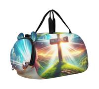 Borsone da viaggio per ragazzi lupo blu argento nuvola bambino borse da viaggio borse da viaggio tote danza bambini bagagli, Croce di Pasqua Egli è risorto, classico