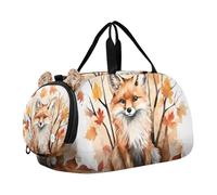 Borsone da viaggio per ragazzi o ragazze con scomparto per scarpe, autunno foglia d'acero volpe borsa da viaggio sportiva durante la notte