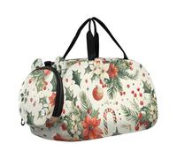 Borsone da viaggio per ragazzi o ragazze con scomparto per scarpe, con ghirlanda di frutta rossa, motivo a mattonelle, borsa da viaggio sportiva per la notte