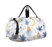 Borsone da viaggio per ragazzi o ragazze con scomparto per scarpe, fiori di fata blu, borsa da viaggio per la notte