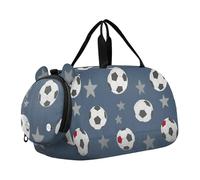 Borsone da viaggio per ragazzi o ragazze con scomparto per scarpe, motivo stella del calcio, borsa da viaggio per la notte