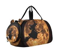 Borsone da viaggio per ragazzi o ragazze con scomparto per scarpe, silhouette di strega, borsa da viaggio sportiva durante la notte