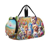 Borsone da viaggio per ragazzi, per la notte, per il weekender, da viaggio, per danza, per bambini, motivo: orso, cuccioli, montagna, arte, Carino Cuccioli Gattini Fiore Prato, classico