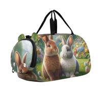 Borsone da viaggio per ragazzi, per la notte, per il weekender, da viaggio, per danza, per bambini, motivo: orso, cuccioli, montagna, arte, Adorabile uovo di Pasqua coniglietti, classico
