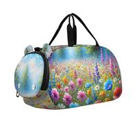 Borsone da viaggio per ragazzi, per la notte, per il weekender, da viaggio, per danza, per bambini, motivo: orso, cuccioli, montagna, arte, Paesaggio vibrante del giardino, classico