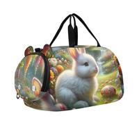 Borsone da viaggio per ragazzi, per la notte, per il weekender, da viaggio, per danza, per bambini, motivo: orso, cuccioli, montagna, arte, Prato Primavera Coniglio Bianco, classico