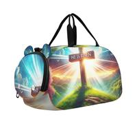 Borsone da viaggio per ragazzi Watercolor Flamingos Beach Weekend Duffel Pernottamento Ragazze Duffle Bags Travel Tote Gym Bambini Bagagli, Croce di Pasqua Egli è risorto, classico