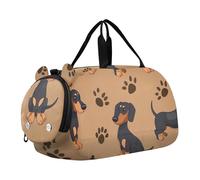 Borsone da viaggio per ragazzi Watercolor Flamingos Beach Weekend Duffel Pernottamento Ragazze Duffle Bags Travel Tote Gym Bambini Bagagli, Simpatici cani bassotto, classico