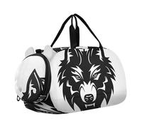 Borsone da viaggio per ragazzi Weekend Duffel Overnight Pink Seashells Sandy Beach Sun Duffle Bags per viaggio Tote Sport Dance Bag, Lupo Bianco Nero Animale Selvaggio, classico