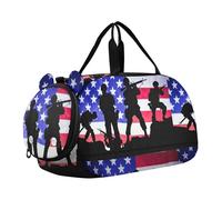 Borsone da viaggio per ragazzi Weekend Duffel Overnight Pink Seashells Sandy Beach Sun Duffle Bags per viaggio Tote Sport Dance Bag, Silhouettes Bandiera Soldato Americano, classico