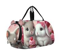 Borsone da viaggio per ragazzi Weekend Duffel Pernottamento Ragazze Duffle Bags per Viaggio Danza Duffle Bag Cute Fox Donut Treat, Carino Bunny Valentine Cupcake, classico
