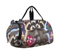 Borsone da viaggio per ragazzi Weekend Duffel Pernottamento Ragazze Duffle Bags per Viaggio Danza Duffle Bag Cute Fox Donut Treat, Procione romantico San Valentino stellato, classico