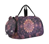 Borsone da viaggio per ragazzi Weekend Duffel Pernottamento Rana Foglie Ragazze Borsone da viaggio con scomparto per scarpe, Mandala viola scuro, classico