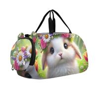 Borsone da viaggio per ragazzi Weekend Duffel Pernottamento Viaggio Borse Ragazze Tote Scomparto Scarpa Pinguino Coppia Cuore Amore, Carino coniglietto pasquale uova giardino, classico