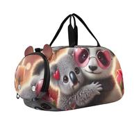 Borsone da viaggio per ragazzi Weekend Duffel Pernottamento Viaggio Borse Ragazze Tote Scomparto Scarpa Pinguino Coppia Cuore Amore, Dolce Panda Koala Love Vibes, classico