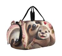 Borsone da viaggio per ragazzi Weekend Duffel Pernottamento Viaggio Borse Ragazze Tote Scomparto Scarpa Pinguino Coppia Cuore Amore, Amico bradipo Abbraccio commovente, classico