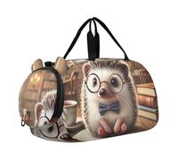 Borsone da viaggio per ragazzi Weekend Duffel Pernottamento Viaggio Borse Ragazze Tote Scomparto Scarpa Pinguino Coppia Cuore Amore, Biblioteca Vintage Hedgehog Accogliente, classico