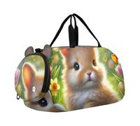 Borsone da viaggio per ragazzi Weekend Duffel Pernottamento Viaggio Borse Ragazze Tote Scomparto Scarpa Pinguino Coppia Cuore Amore, Carino Coniglietto Verde Prato, classico